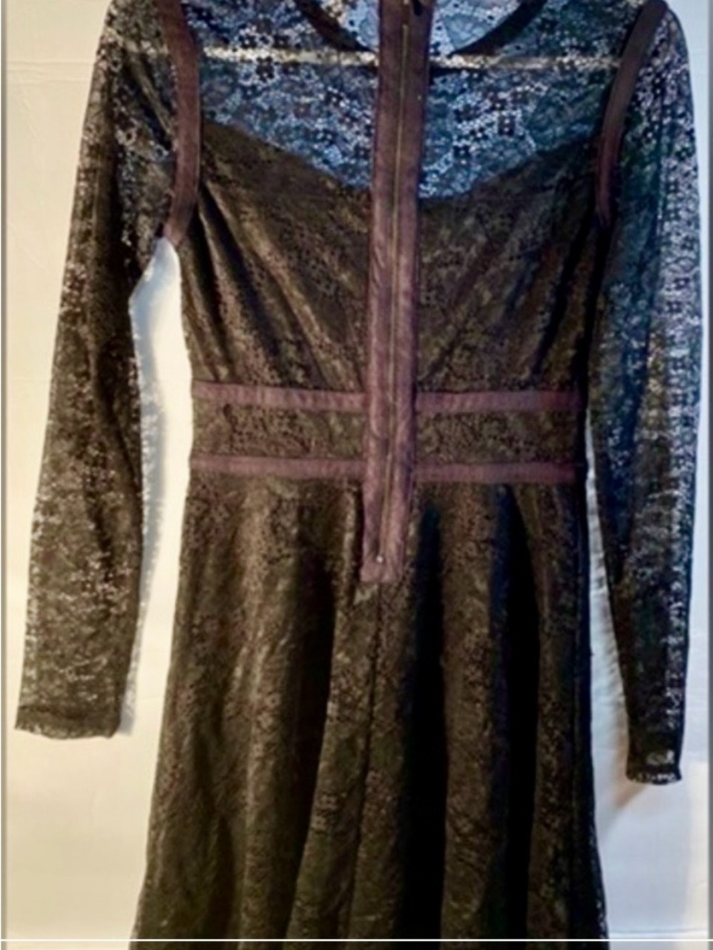 Xhilaration Black Long Sleeve Lace Dress with Sheer Yoke